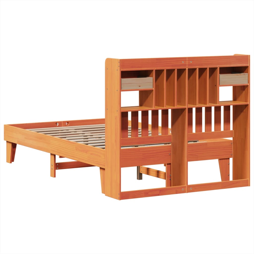 Bed Frame without Mattress Wax Brown 135x190 cm Solid Wood Pine