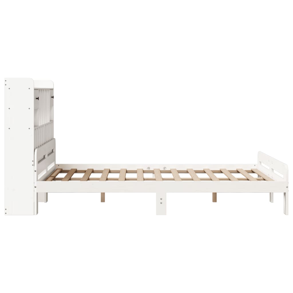 Bookcase Bed without Mattress White 160x200 cm Solid Wood Pine