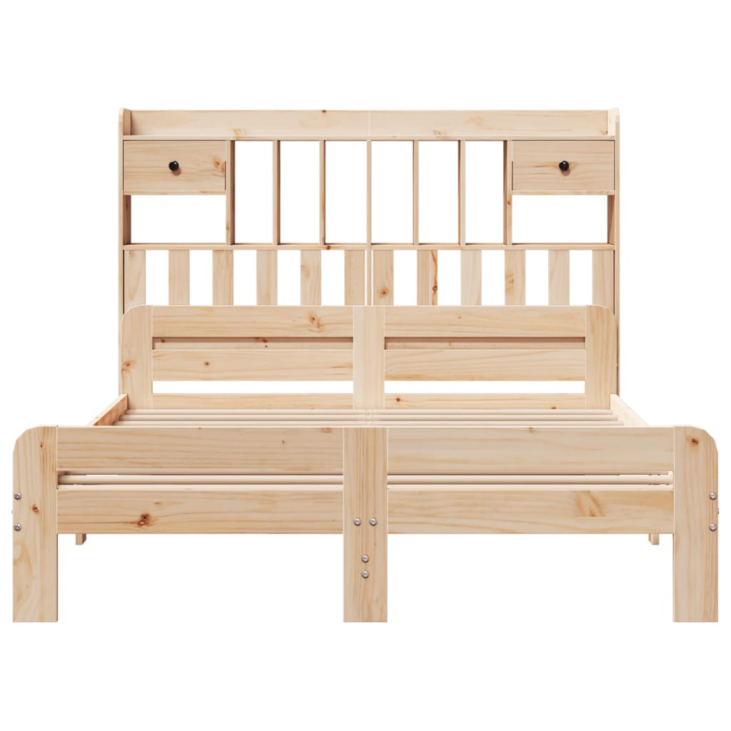 Bookcase Bed without Mattress 150x200 cm King Size Solid Wood Pine