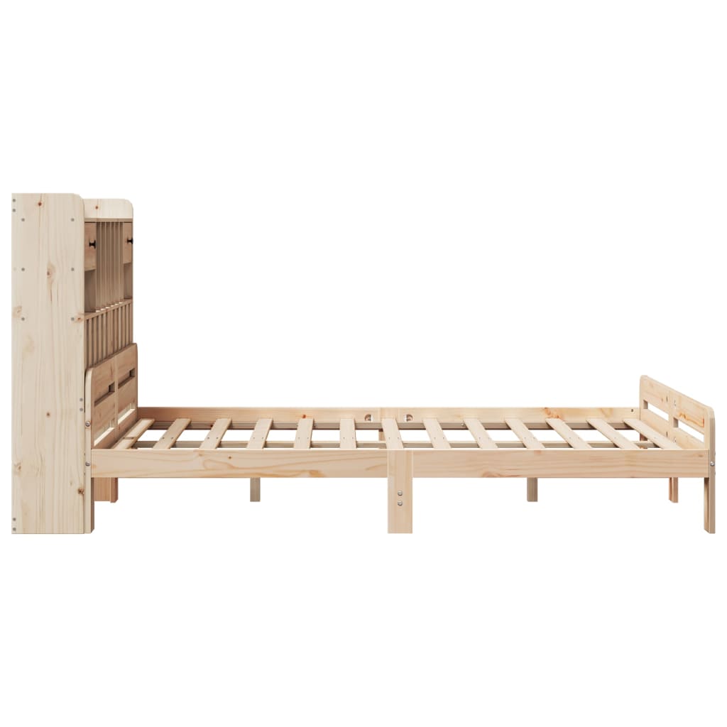 Bookcase Bed without Mattress 150x200 cm King Size Solid Wood Pine