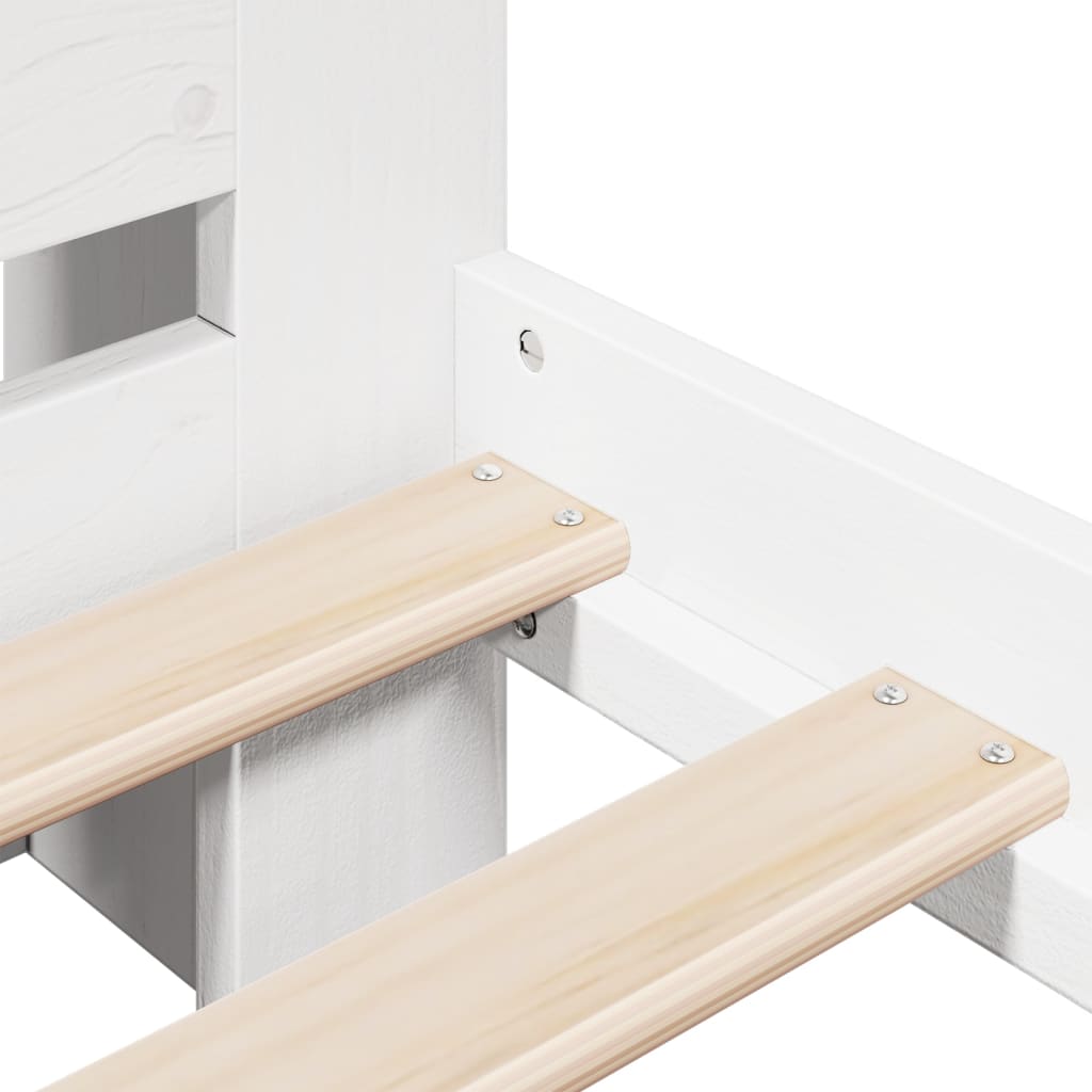Bookcase Bed without Mattress White 150x200 cm King Size Solid Wood Pine