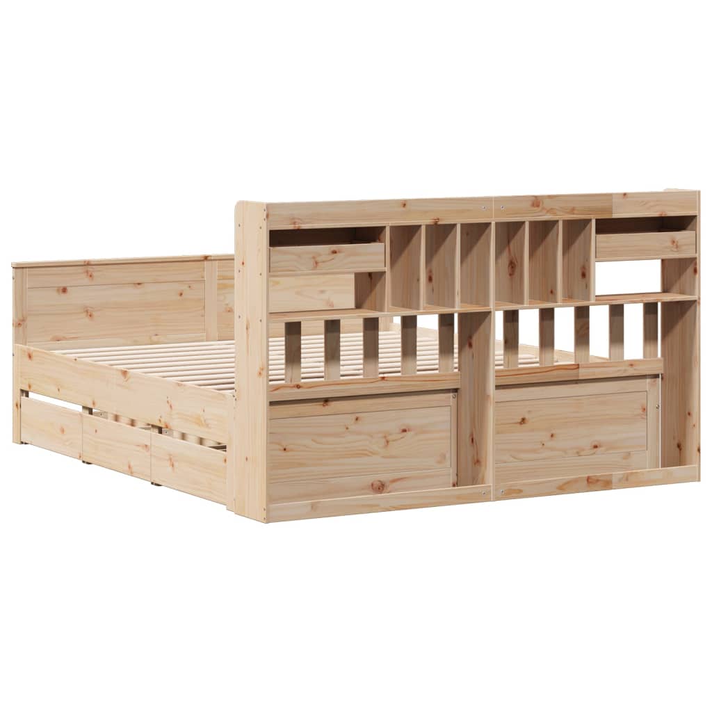 Bookcase Bed without Mattress 180x200 cm Super King Solid Wood Pine