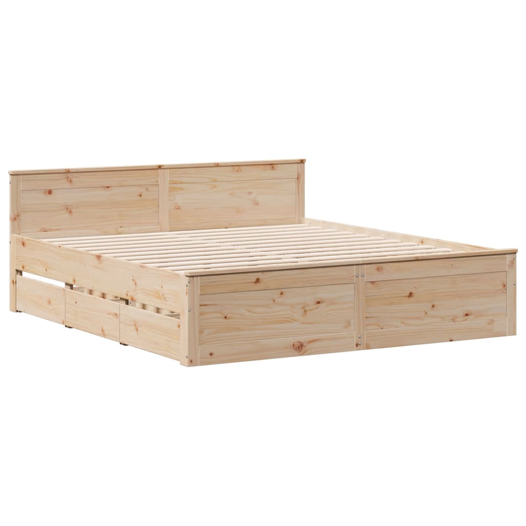 Bookcase Bed without Mattress 180x200 cm Super King Solid Wood Pine