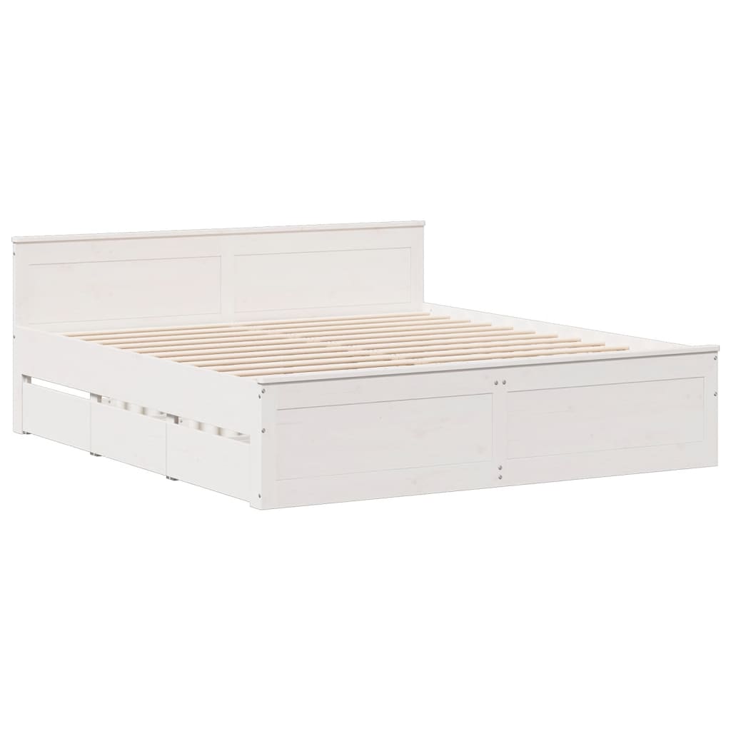 Bookcase Bed without Mattress White 180x200 cm Super King Solid Wood Pine