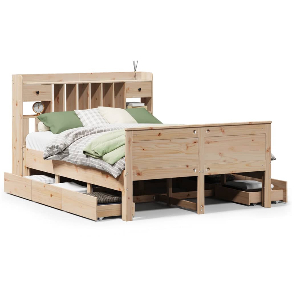 Bookcase Bed without Mattress 160x200 cm Solid Wood Pine