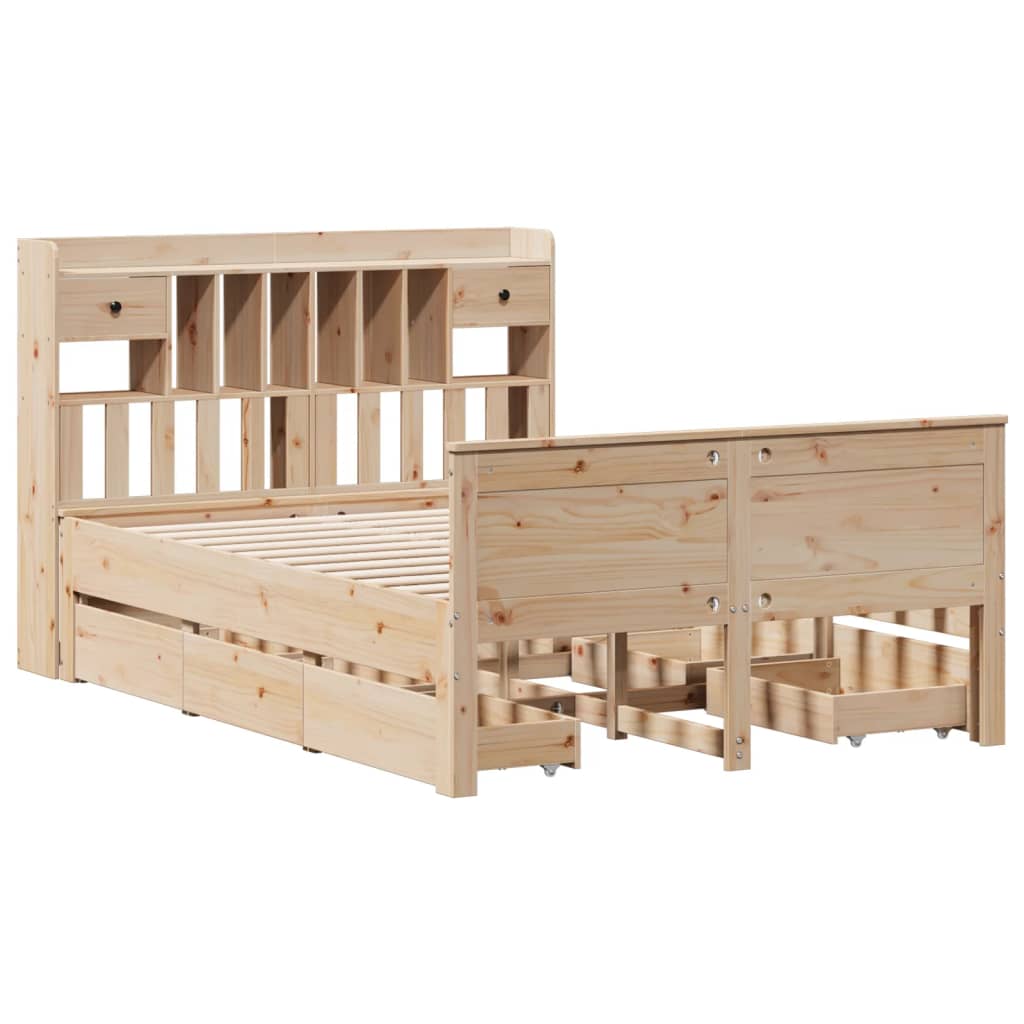 Bookcase Bed without Mattress 160x200 cm Solid Wood Pine