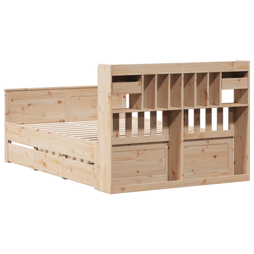 Bookcase Bed without Mattress 160x200 cm Solid Wood Pine