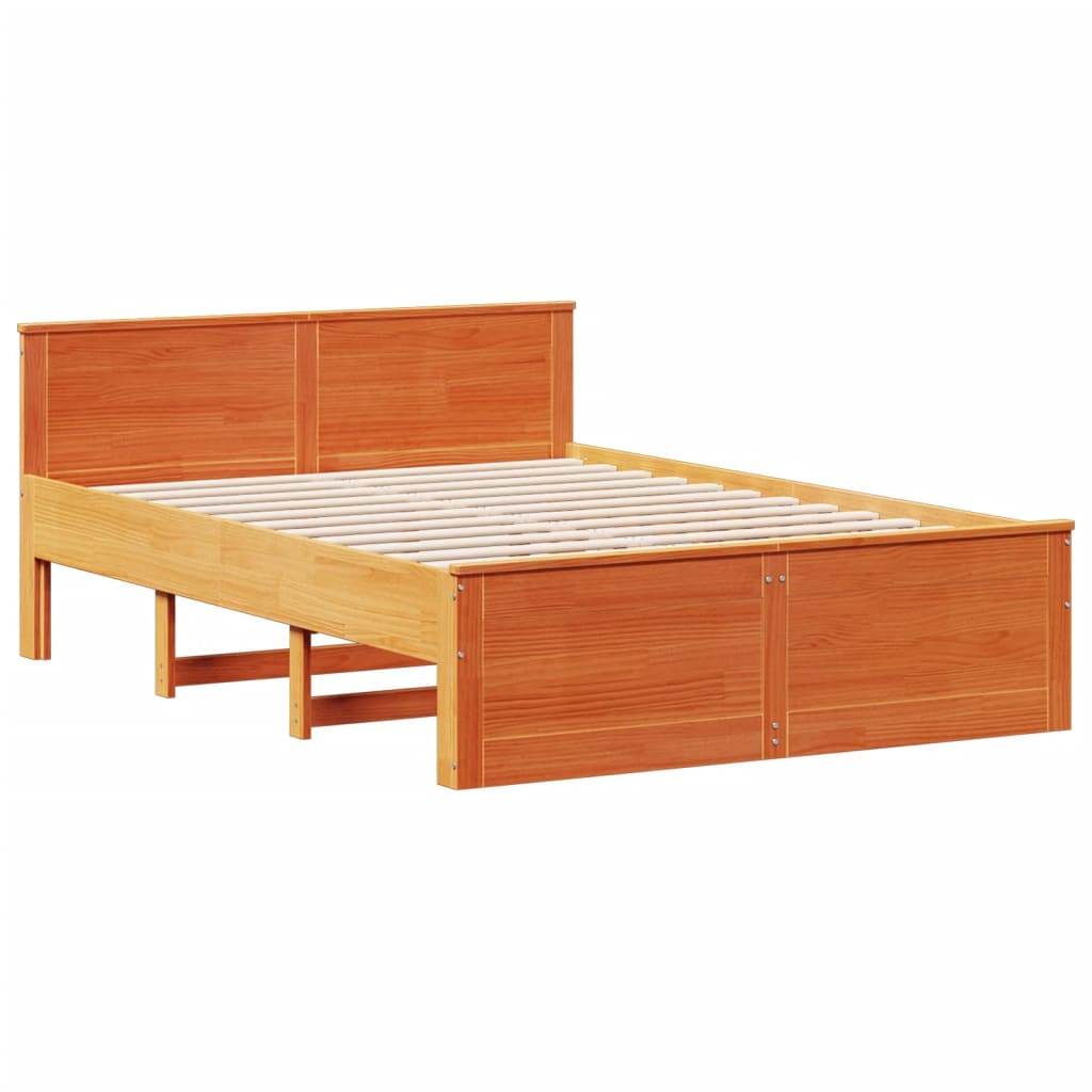 Bookcase Bed without Mattress Wax Brown 160x200 cm Solid Wood Pine