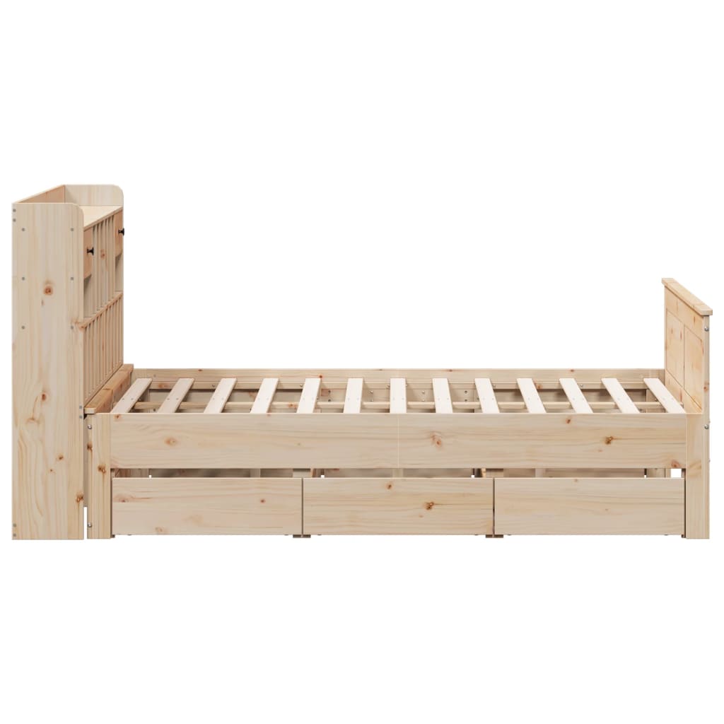 Bookcase Bed without Mattress 140x200 cm Solid Wood Pine