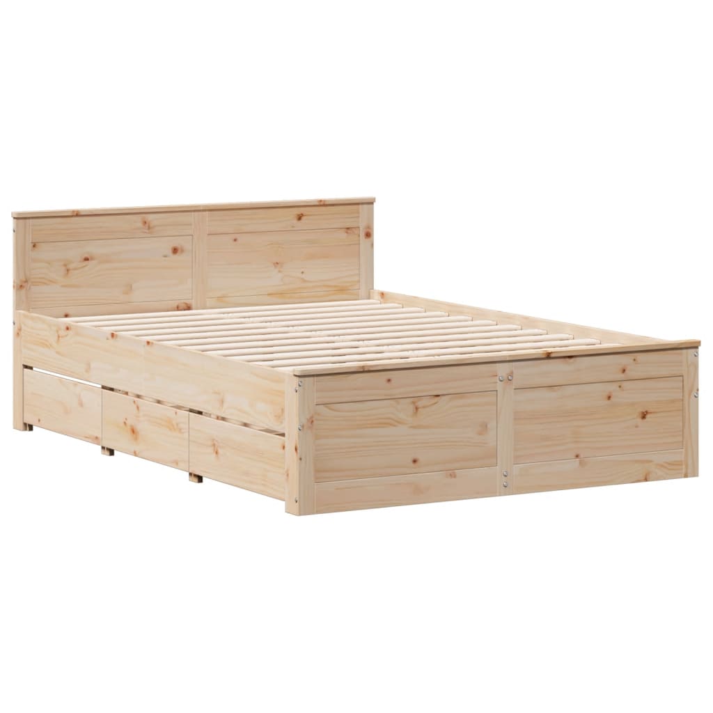 Bookcase Bed without Mattress 140x200 cm Solid Wood Pine