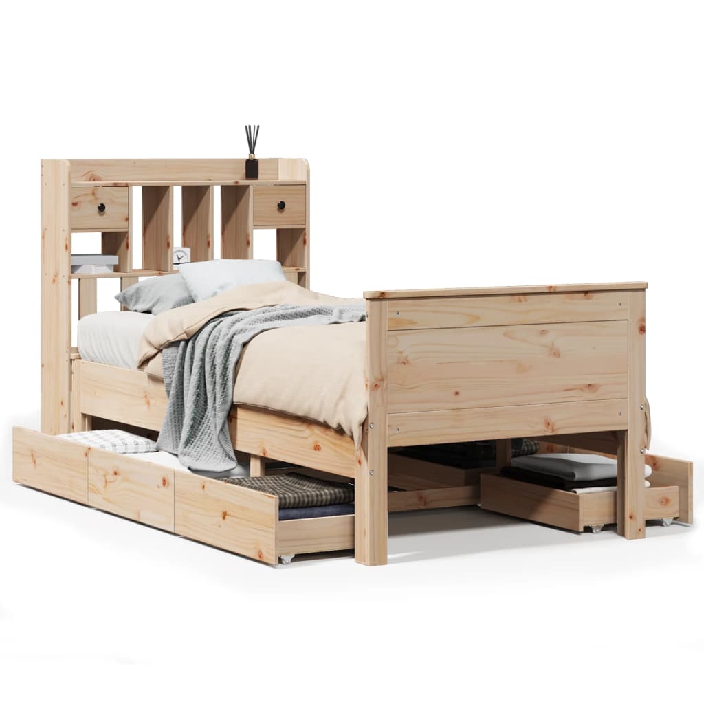 Bookcase Bed without Mattress 100x200 cm Solid Wood Pine