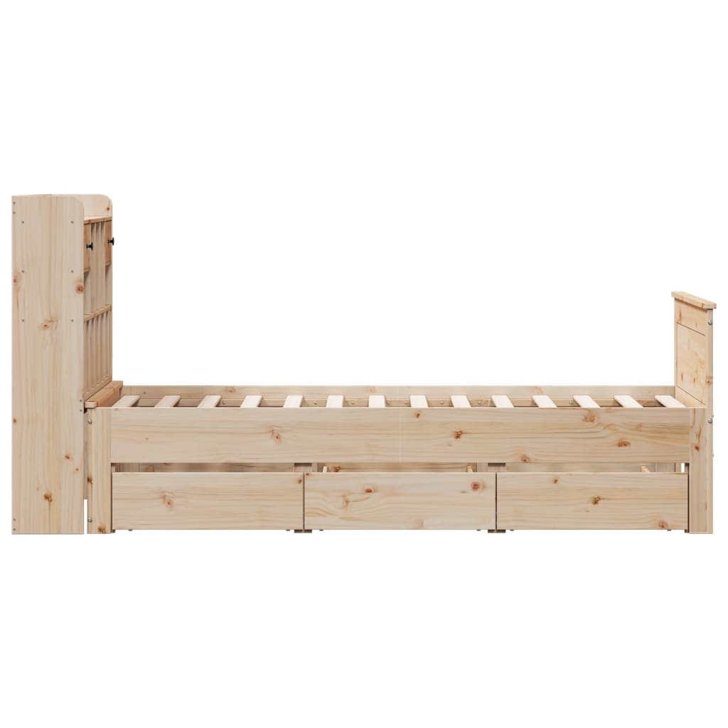 Bookcase Bed without Mattress 90x200 cm Solid Wood Pine