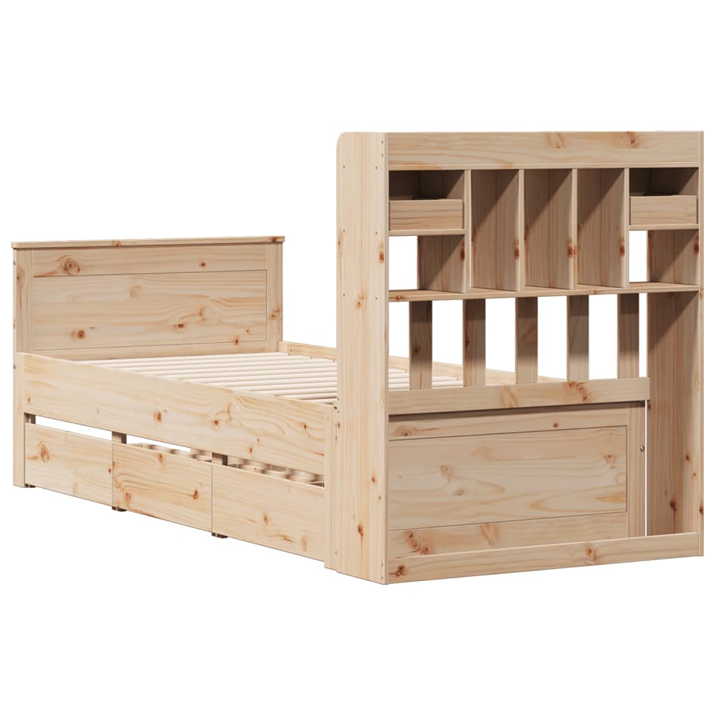 Bookcase Bed without Mattress 90x200 cm Solid Wood Pine