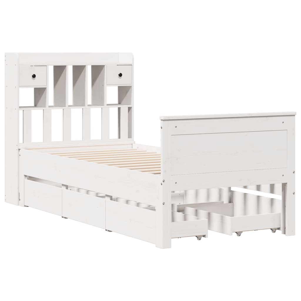 Bookcase Bed without Mattress White 90x200 cm Solid Wood Pine