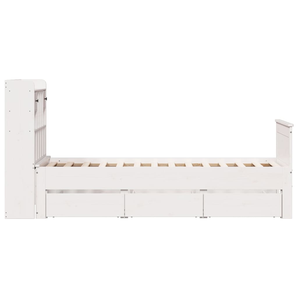 Bookcase Bed without Mattress White 90x200 cm Solid Wood Pine
