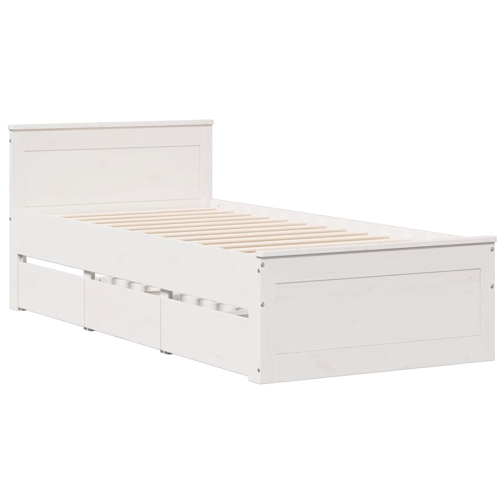 Bookcase Bed without Mattress White 90x200 cm Solid Wood Pine