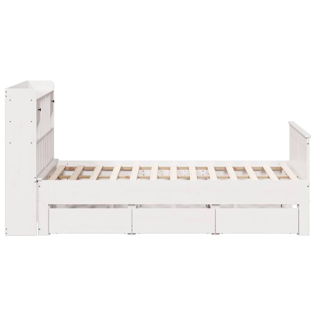 Bookcase Bed without Mattress White 140x190 cm Solid Wood Pine