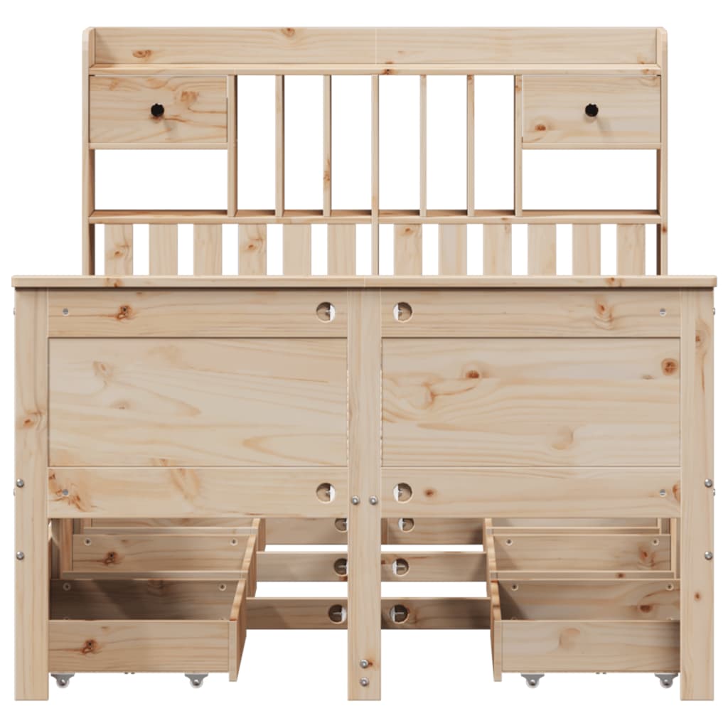 Bookcase Bed without Mattress 135x190 cm Double Solid Wood Pine
