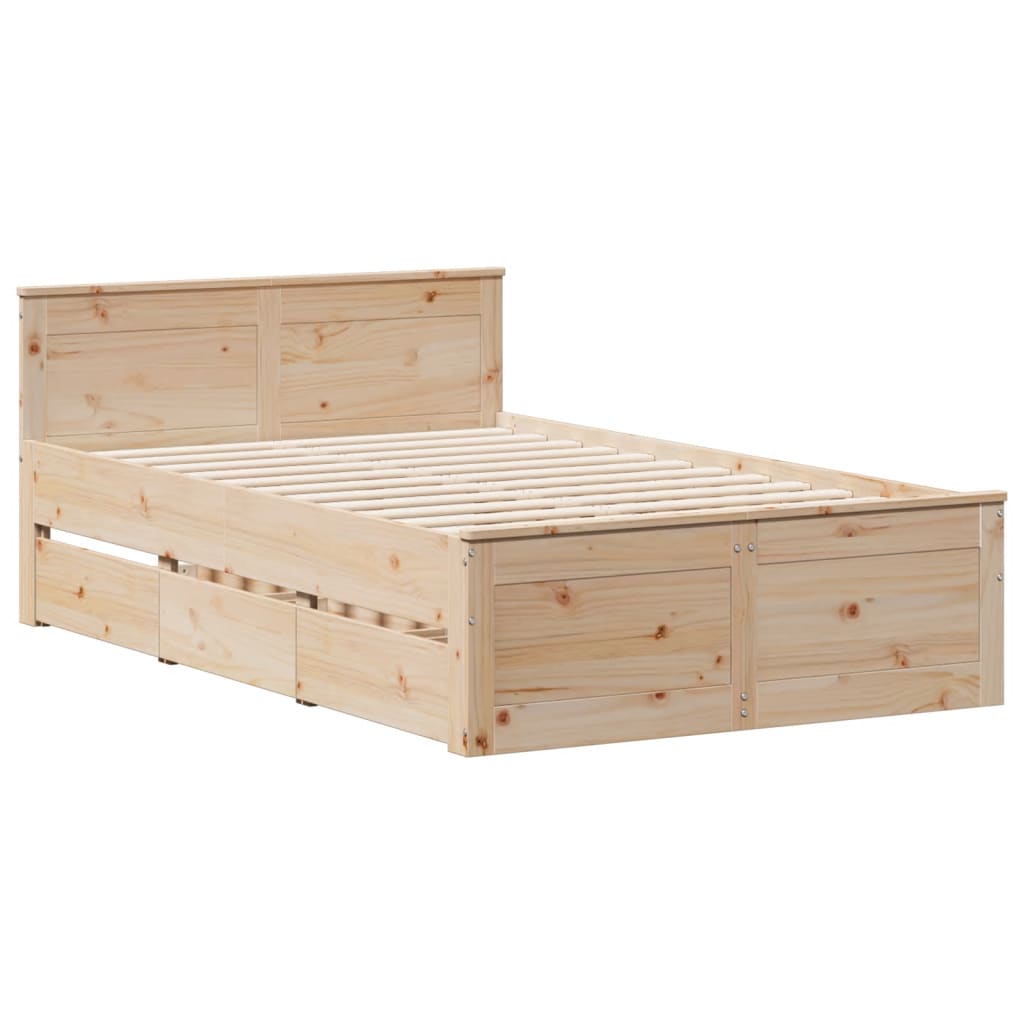 Bookcase Bed without Mattress 135x190 cm Double Solid Wood Pine
