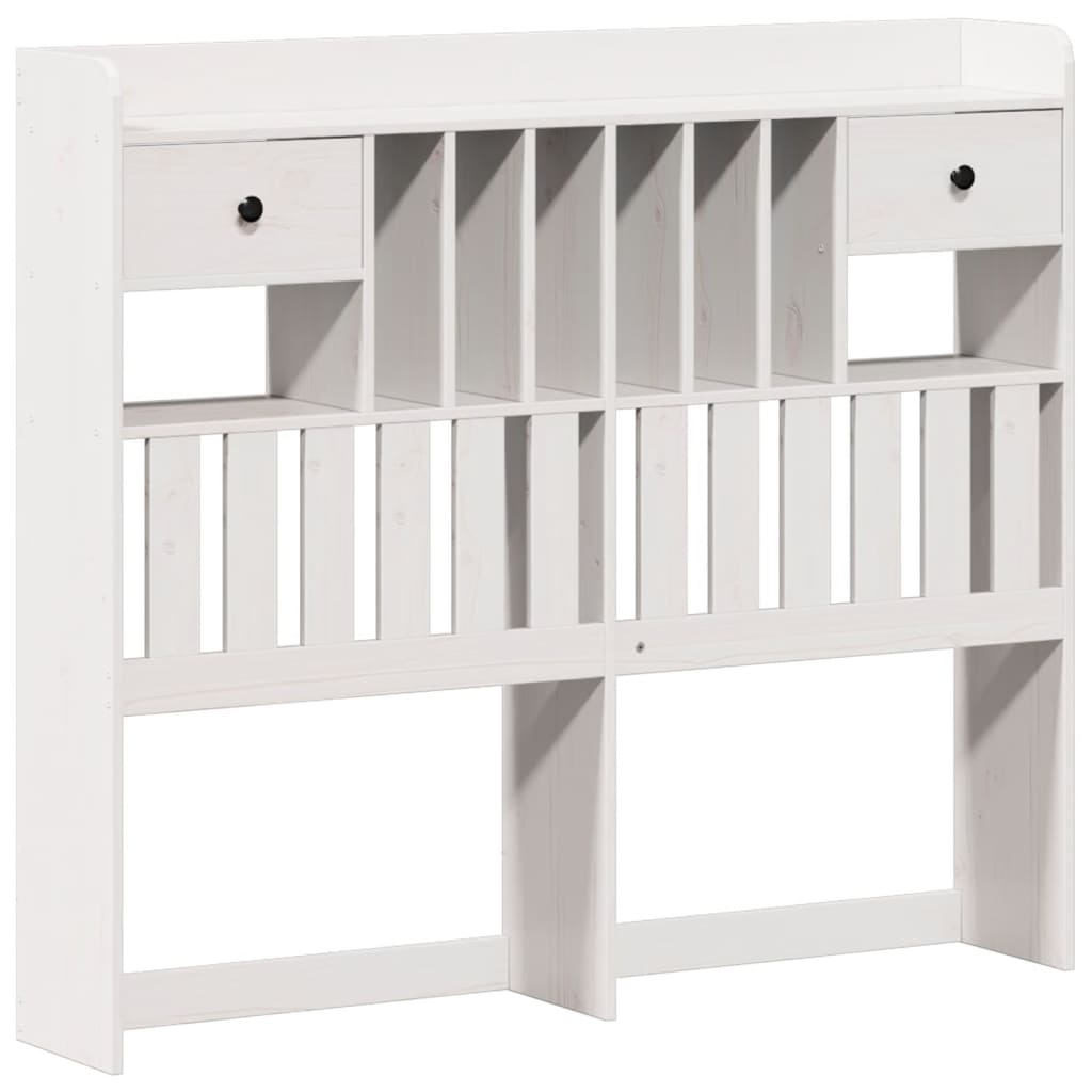 Bookcase Bed without Mattress White 135x190 cm Double Solid Wood Pine
