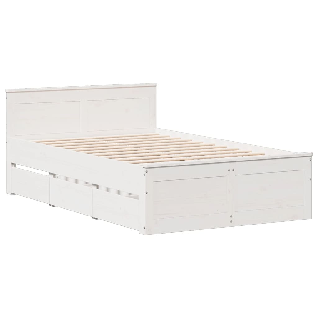 Bookcase Bed without Mattress White 135x190 cm Double Solid Wood Pine