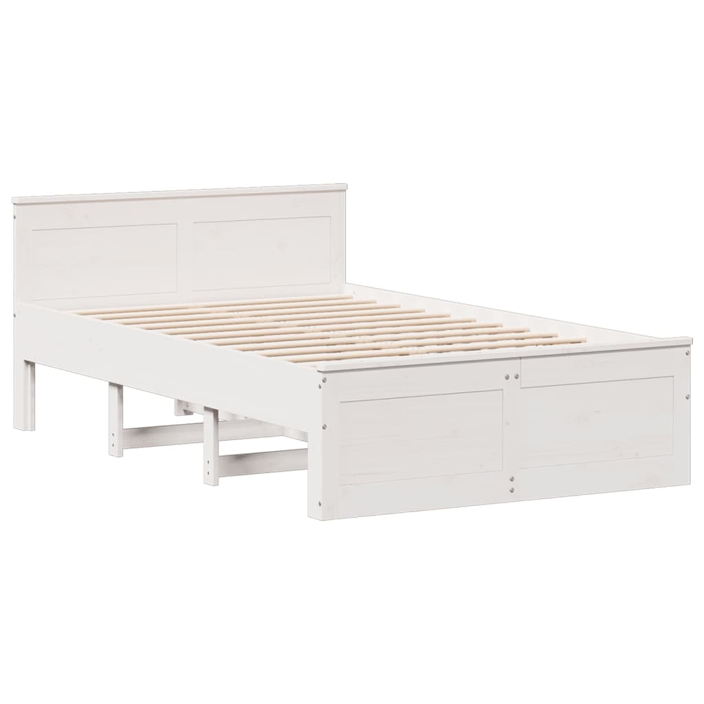 Bookcase Bed without Mattress White 135x190 cm Double Solid Wood Pine