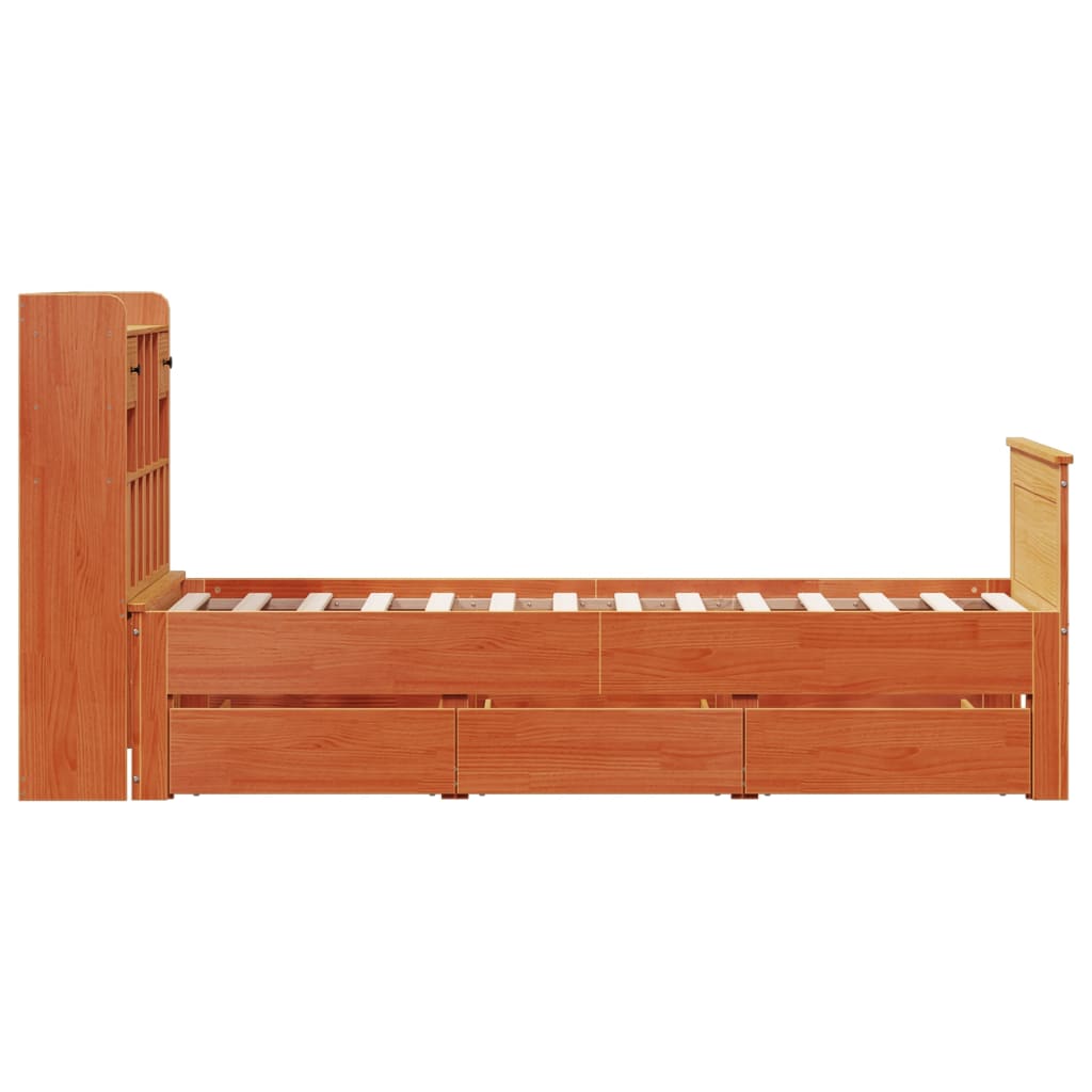 Bookcase Bed without Mattress Wax Brown 75x190 cm Small Single Solid Wood Pine