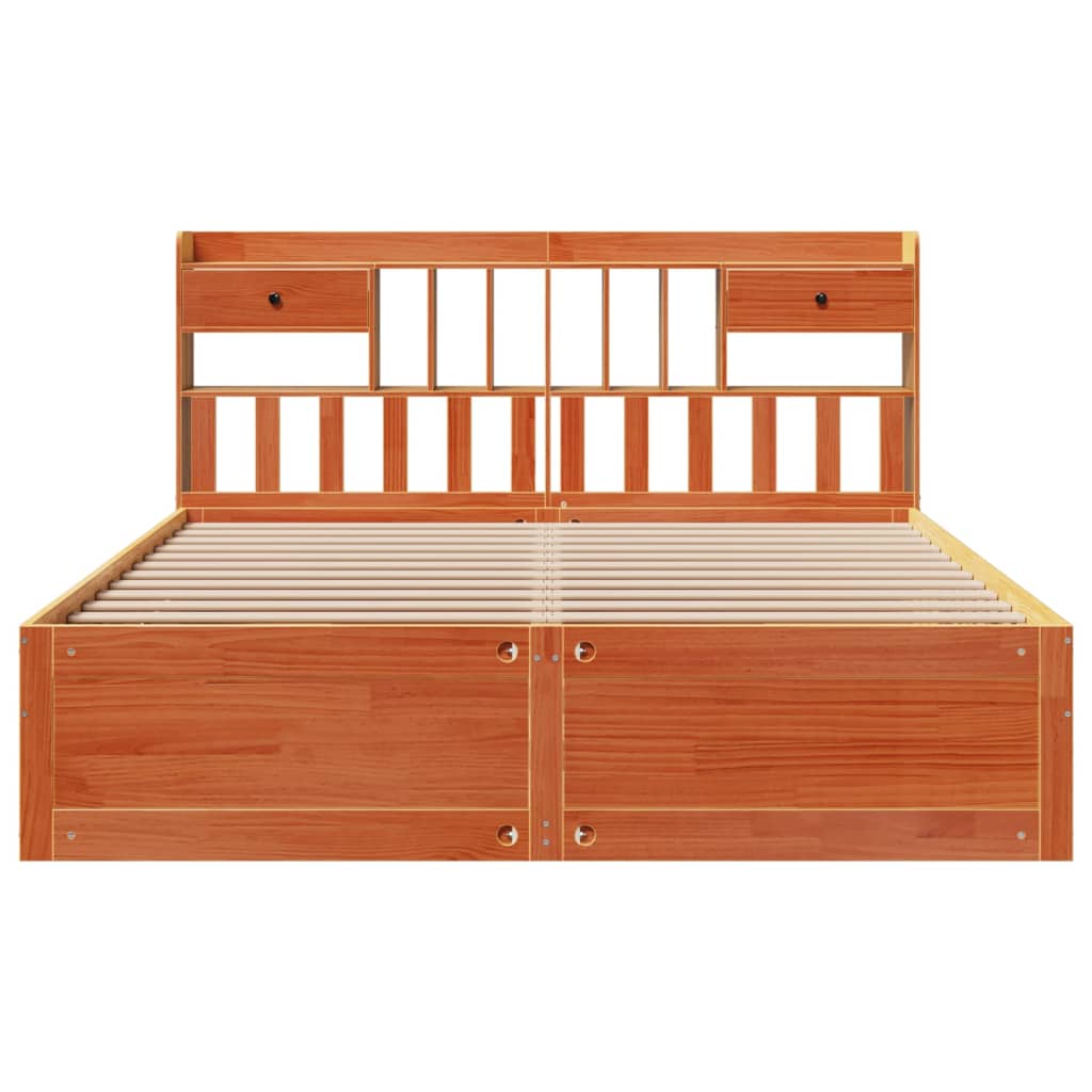 Bookcase Bed without Mattress Wax Brown 180x200 cm Super King Solid Wood Pine