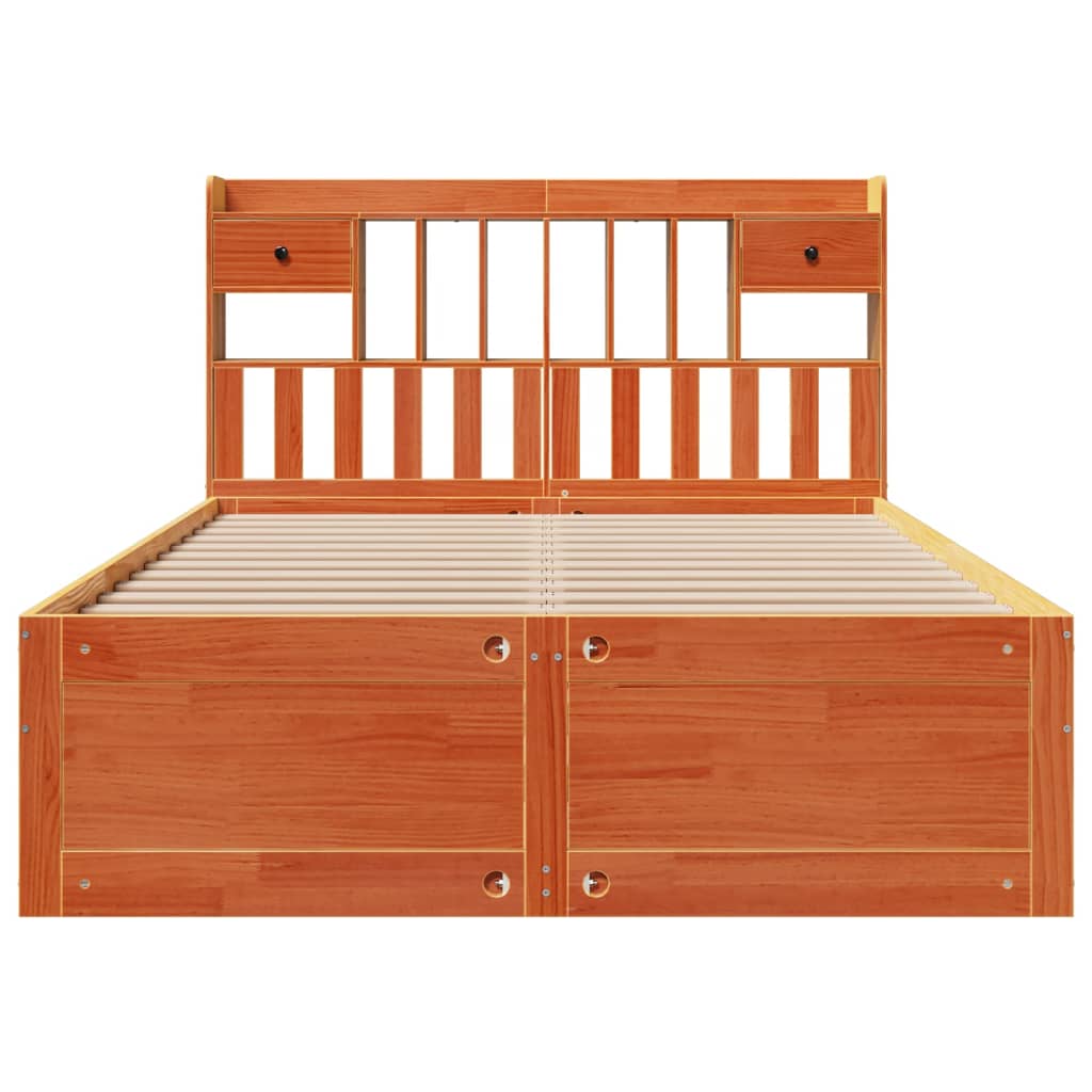 Bookcase Bed without Mattress Wax Brown 160x200 cm Solid Wood Pine