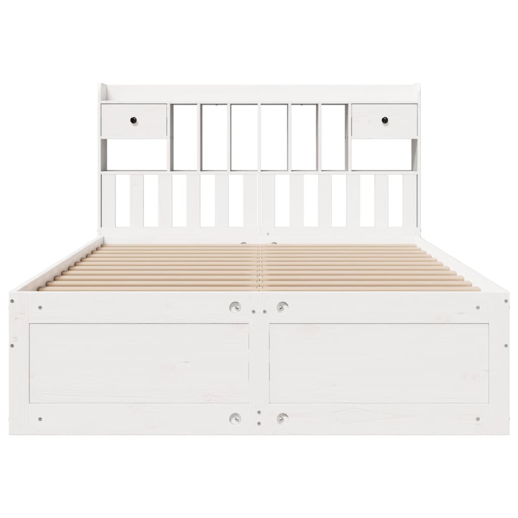 Bookcase Bed without Mattress White 140x200 cm Solid Wood Pine