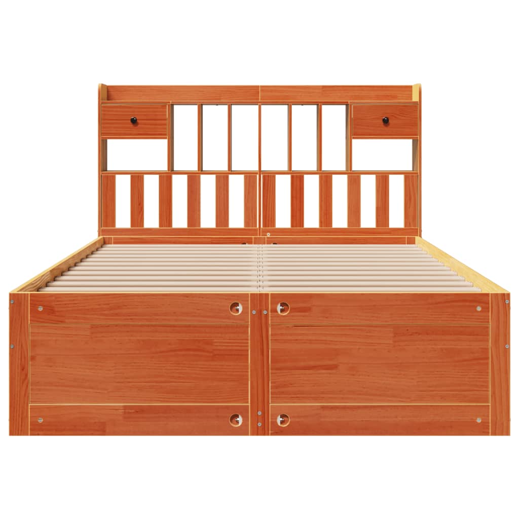 Bookcase Bed without Mattress Wax Brown 140x190 cm Solid Wood Pine