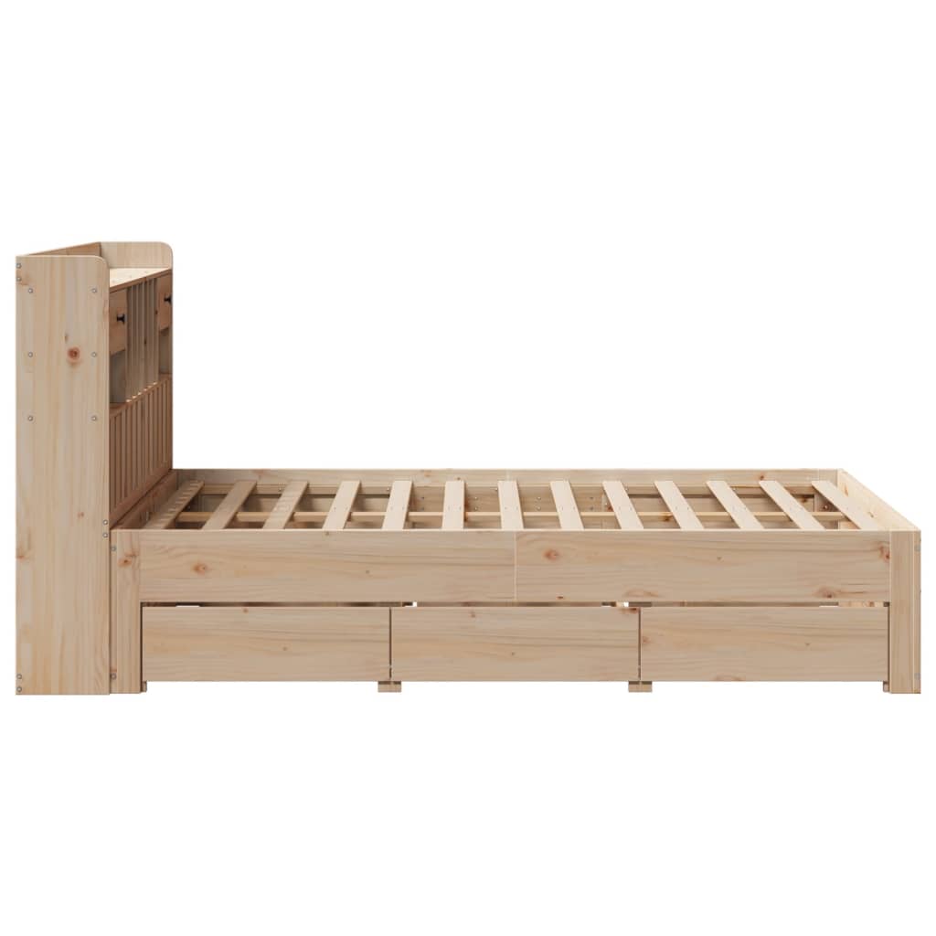 Bookcase Bed without Mattress 135x190 cm Double Solid Wood Pine
