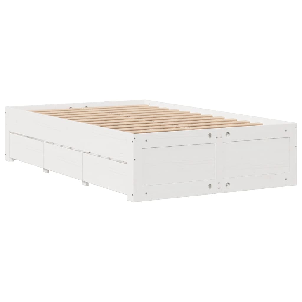 Bookcase Bed without Mattress White 135x190 cm Double Solid Wood Pine