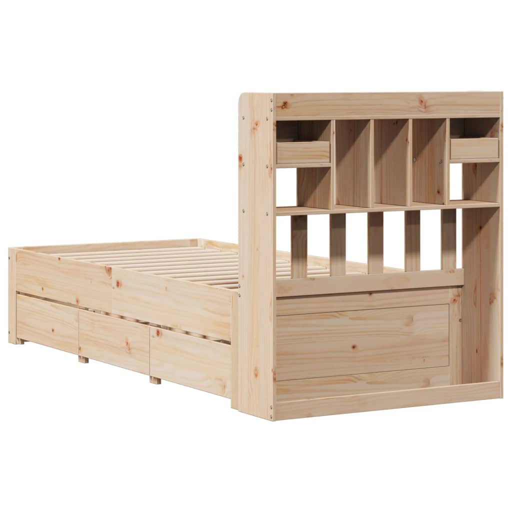 Bookcase Bed without Mattress 75x190 cm Small Single Solid Wood Pine