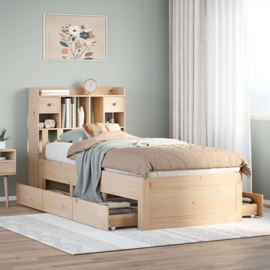 Bookcase Bed without Mattress 75x190 cm Small Single Solid Wood Pine