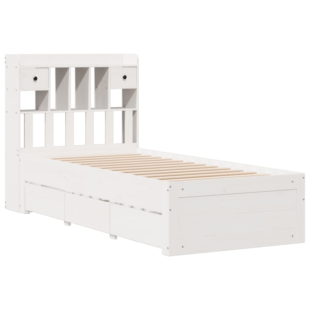 Bookcase Bed without Mattress White 75x190 cm Small Single Solid Wood Pine