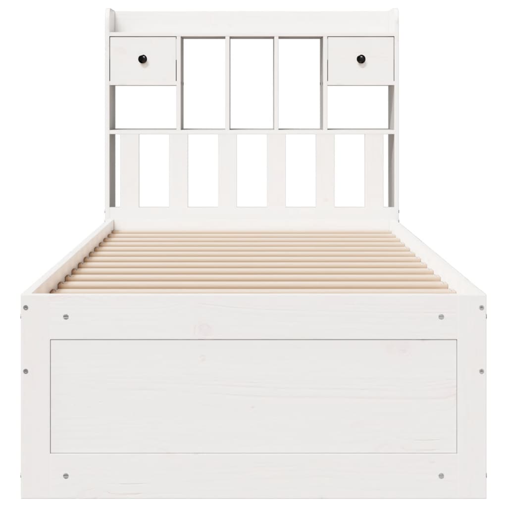 Bookcase Bed without Mattress White 75x190 cm Small Single Solid Wood Pine