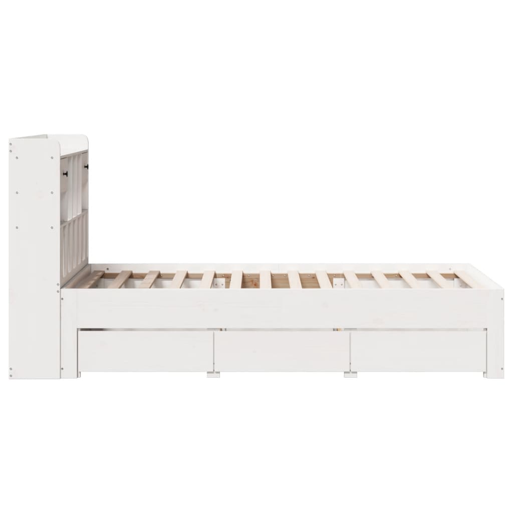 Bookcase Bed without Mattress White 75x190 cm Small Single Solid Wood Pine