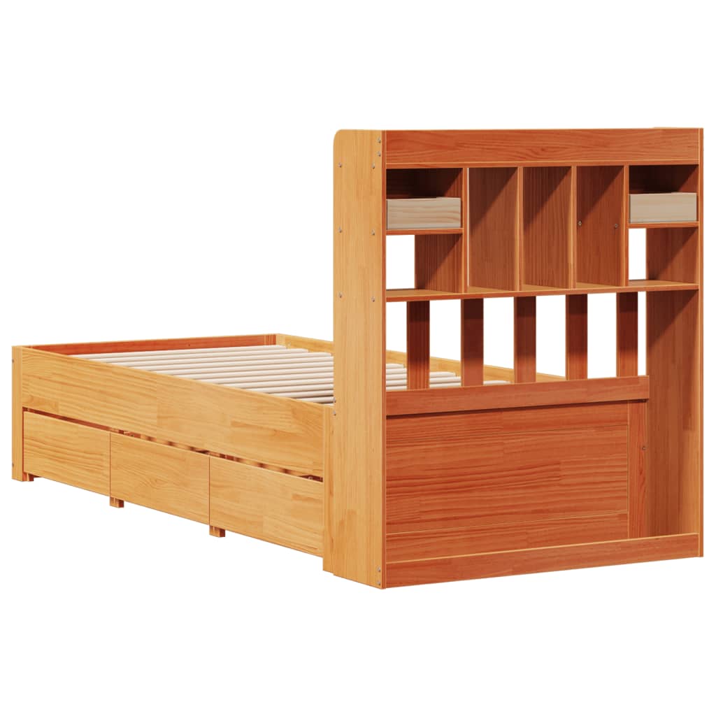 Bookcase Bed without Mattress Wax Brown 75x190 cm Small Single Solid Wood Pine