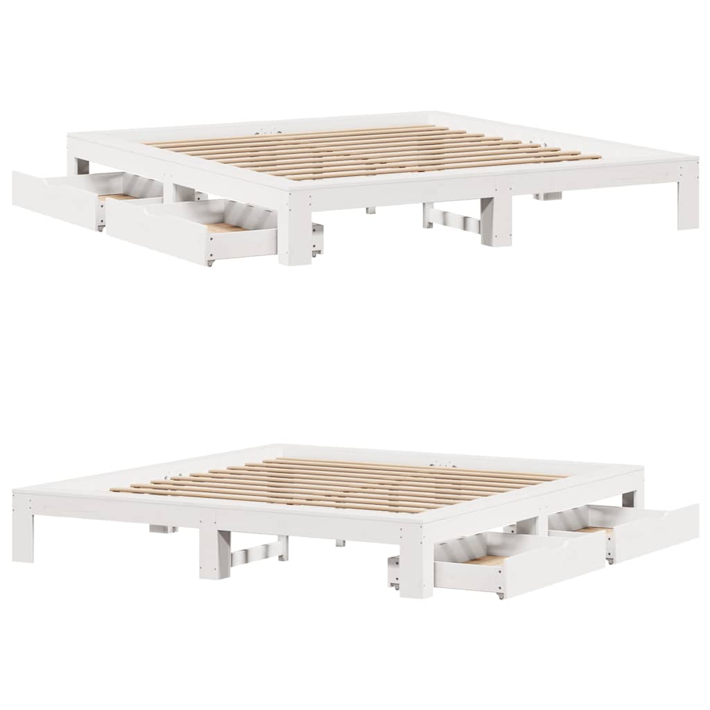 Bed Frame without Mattress White 200x200 cm Solid Wood Pine