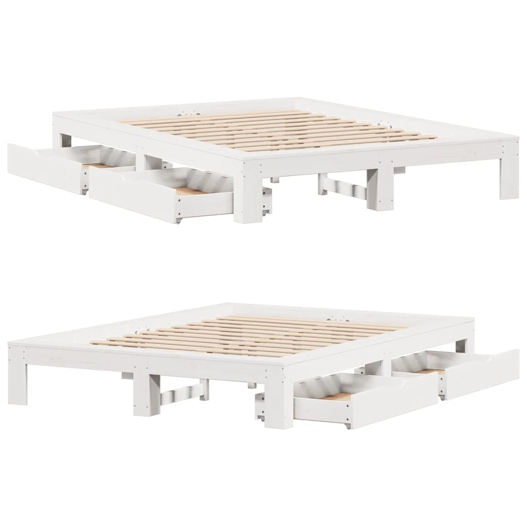 Bed Frame without Mattress White 160x200 cm Solid Wood Pine