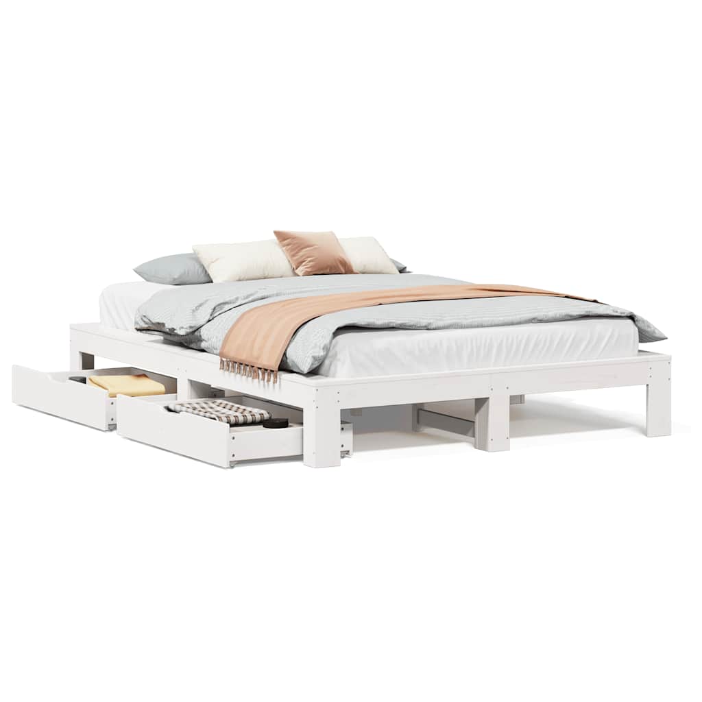 Bed Frame without Mattress White 140x200 cm Solid Wood Pine