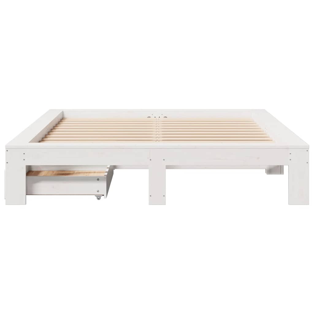 Bed Frame without Mattress White 140x200 cm Solid Wood Pine