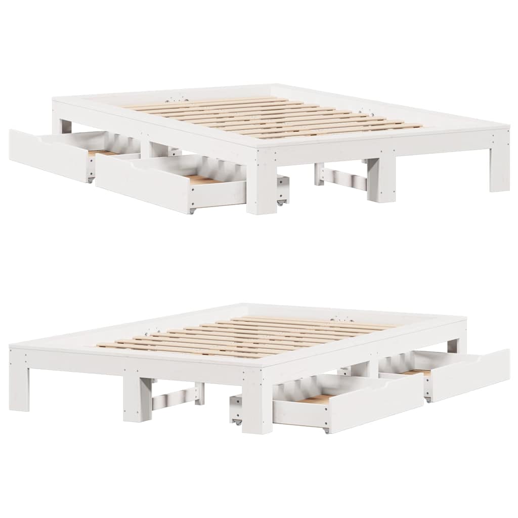 Bed Frame without Mattress White 120x200 cm Solid Wood Pine