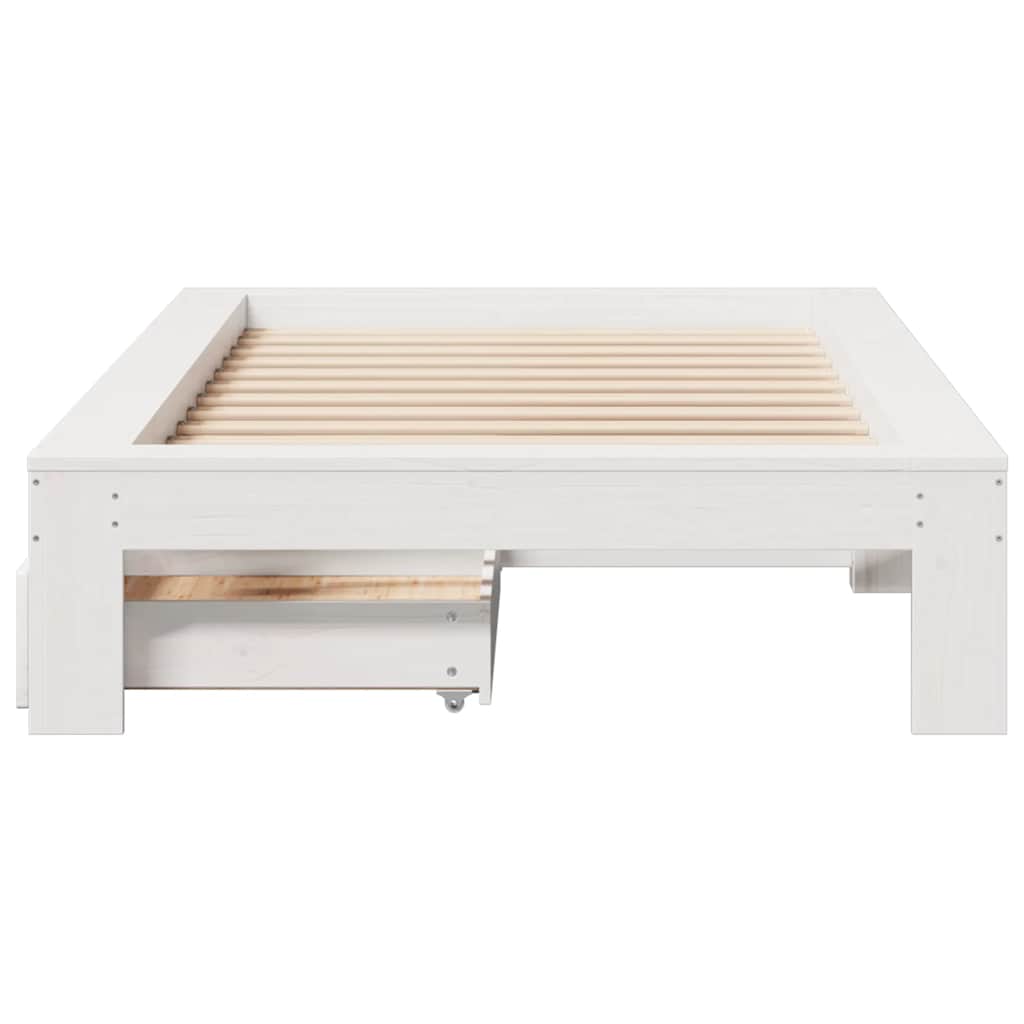 Bed Frame without Mattress White 100x200 cm Solid Wood Pine