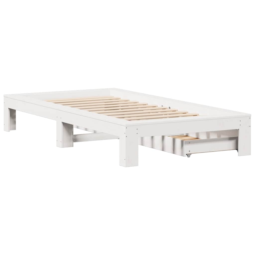 Bed Frame without Mattress White 100x200 cm Solid Wood Pine