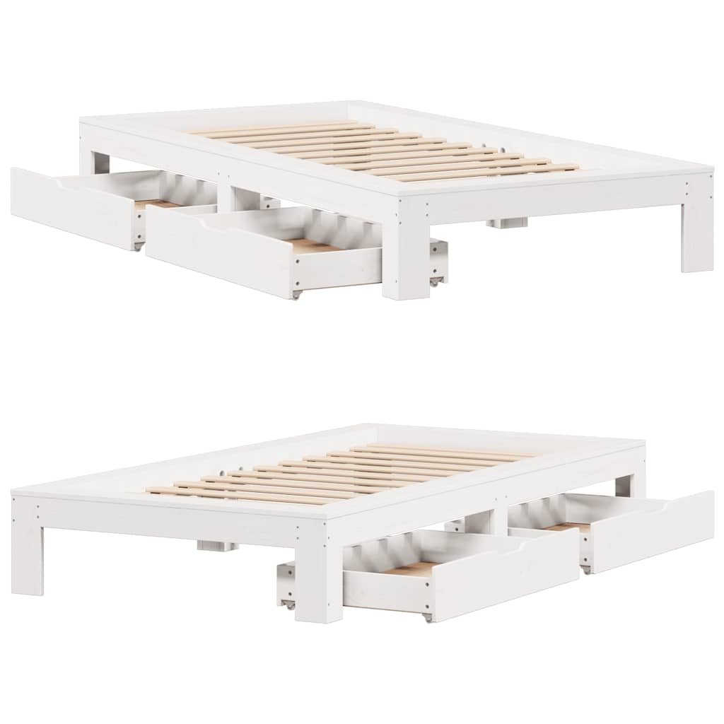 Bed Frame without Mattress White 100x200 cm Solid Wood Pine