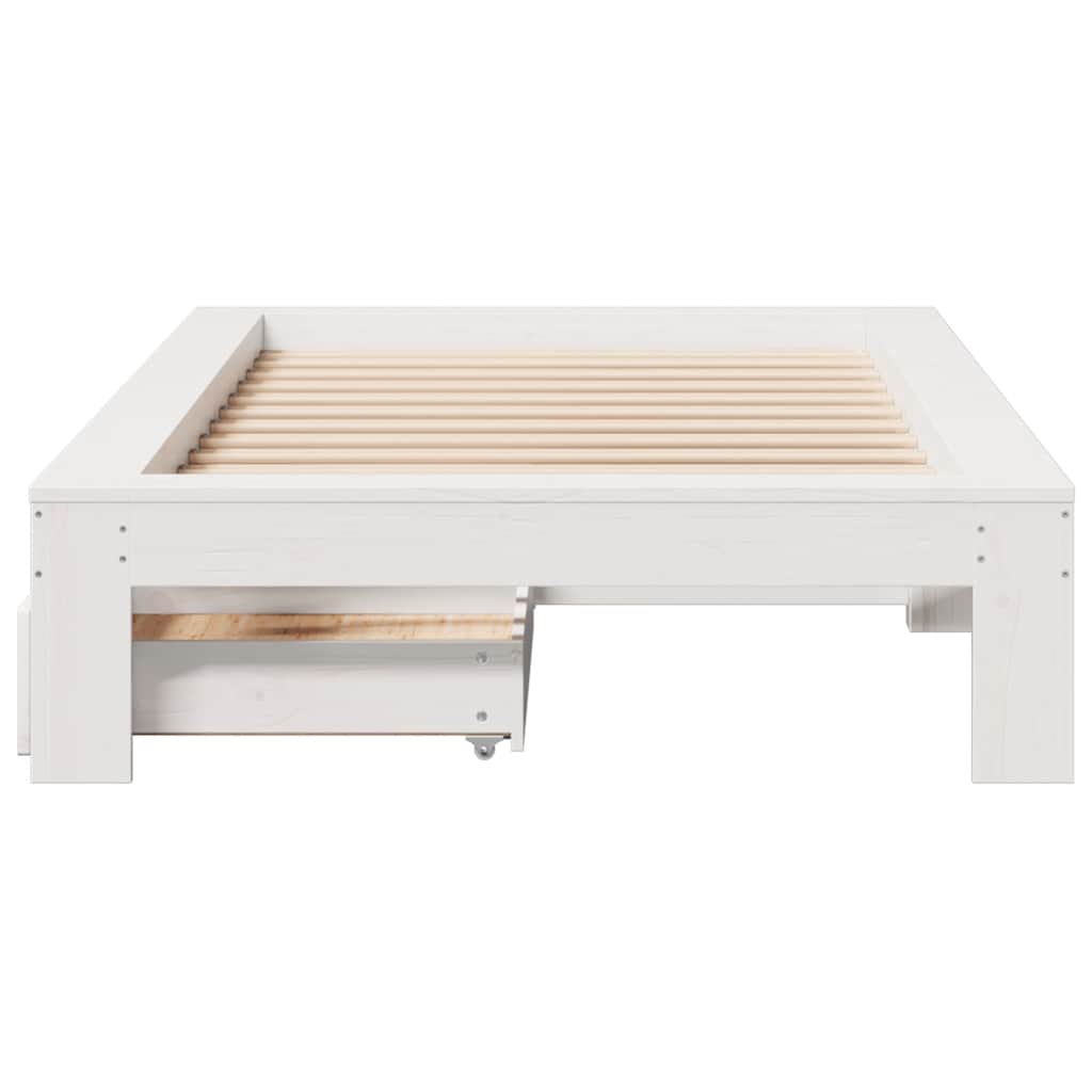Bed Frame without Mattress White 90x200 cm Solid Wood Pine