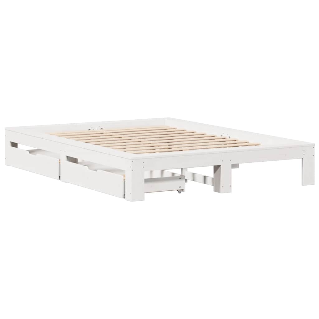 Bed Frame without Mattress White 140x190 cm Solid Wood Pine