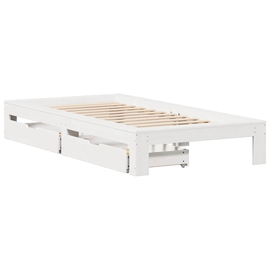 Bed Frame without Mattress White 75x190 cm Small Single Solid Wood Pine